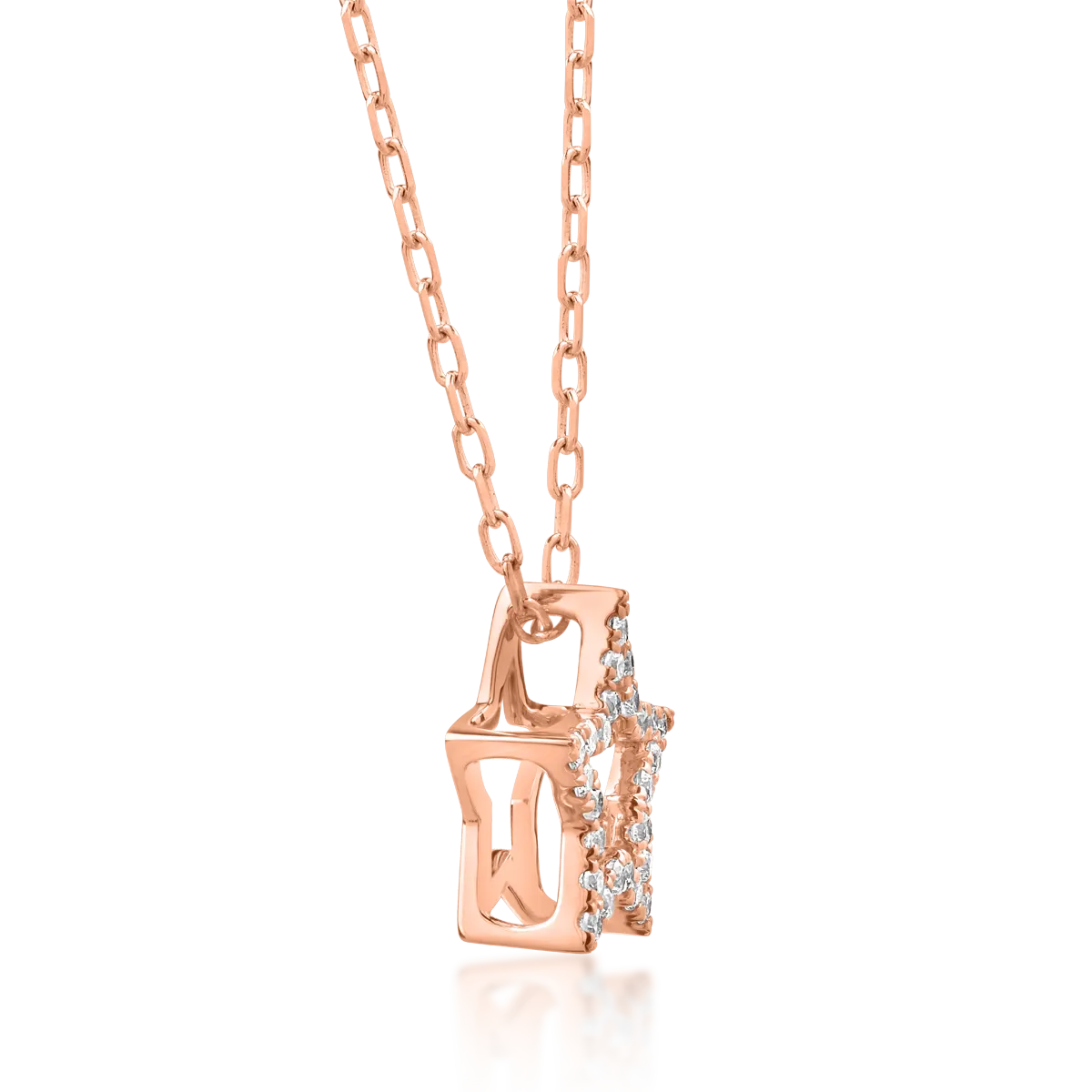 Колие с висулка от 18K розово злато с диаманти 0.59ct