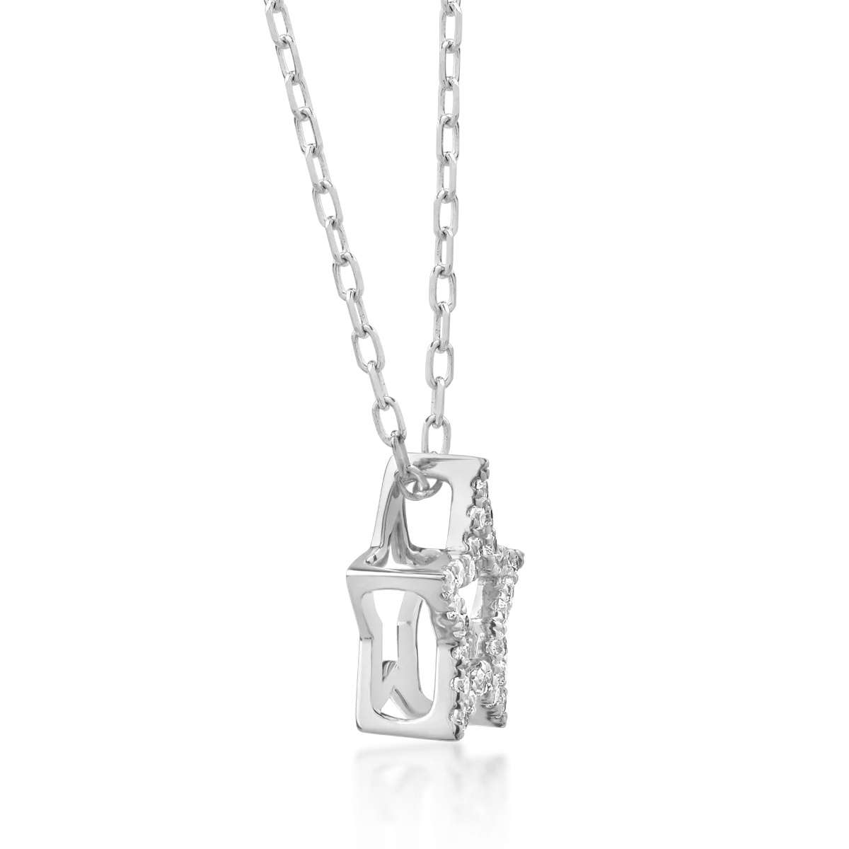 Колие с висулка от бяло злато 18K с диаманти 0.06ct