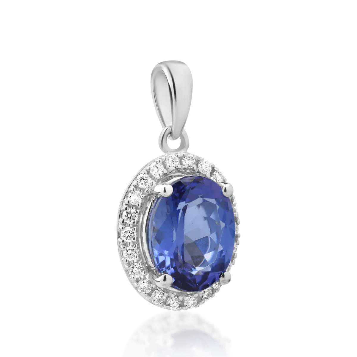 18K white gold pendant with 1.88ct tanzanite and 0.15ct diamonds