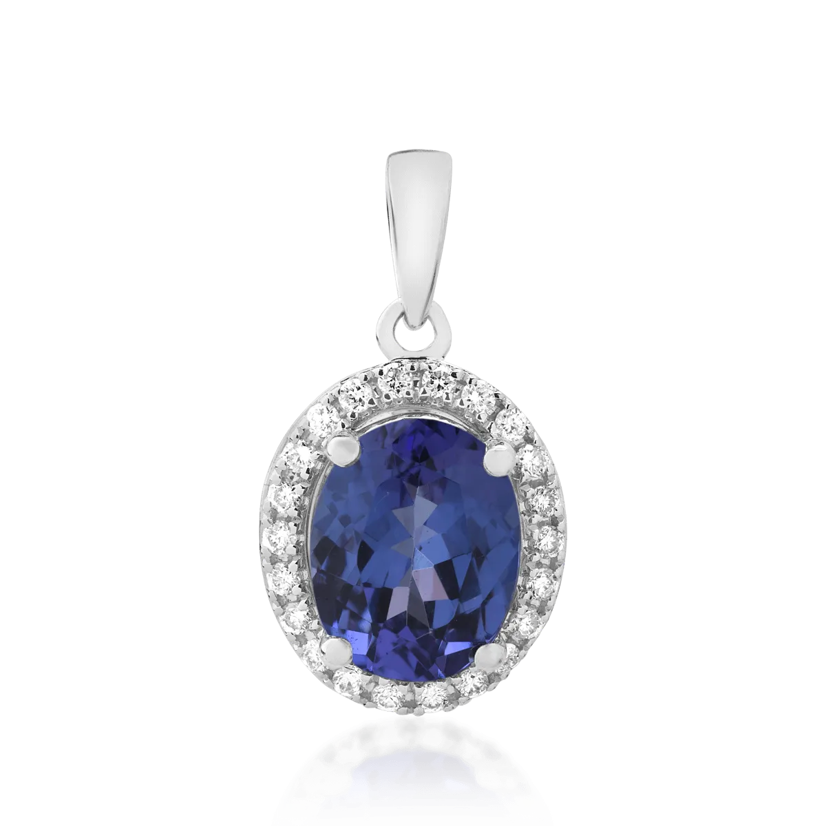 Pandantiv din aur alb de 18K cu tanzanit de 1.88ct si diamante de 0.15ct-47013