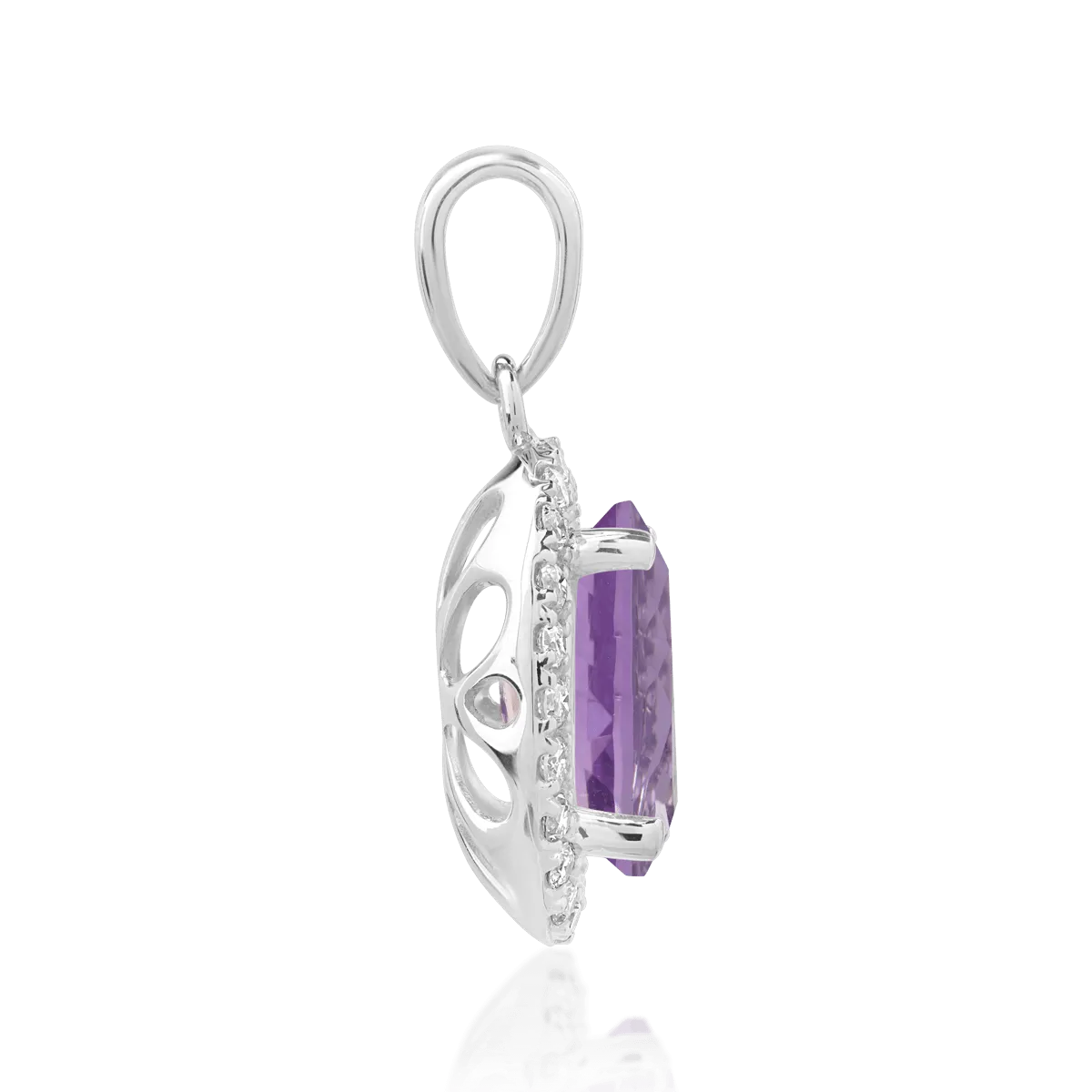 18K white gold pendant with amethyst of 1.82ct and diamonds of 0.17ct