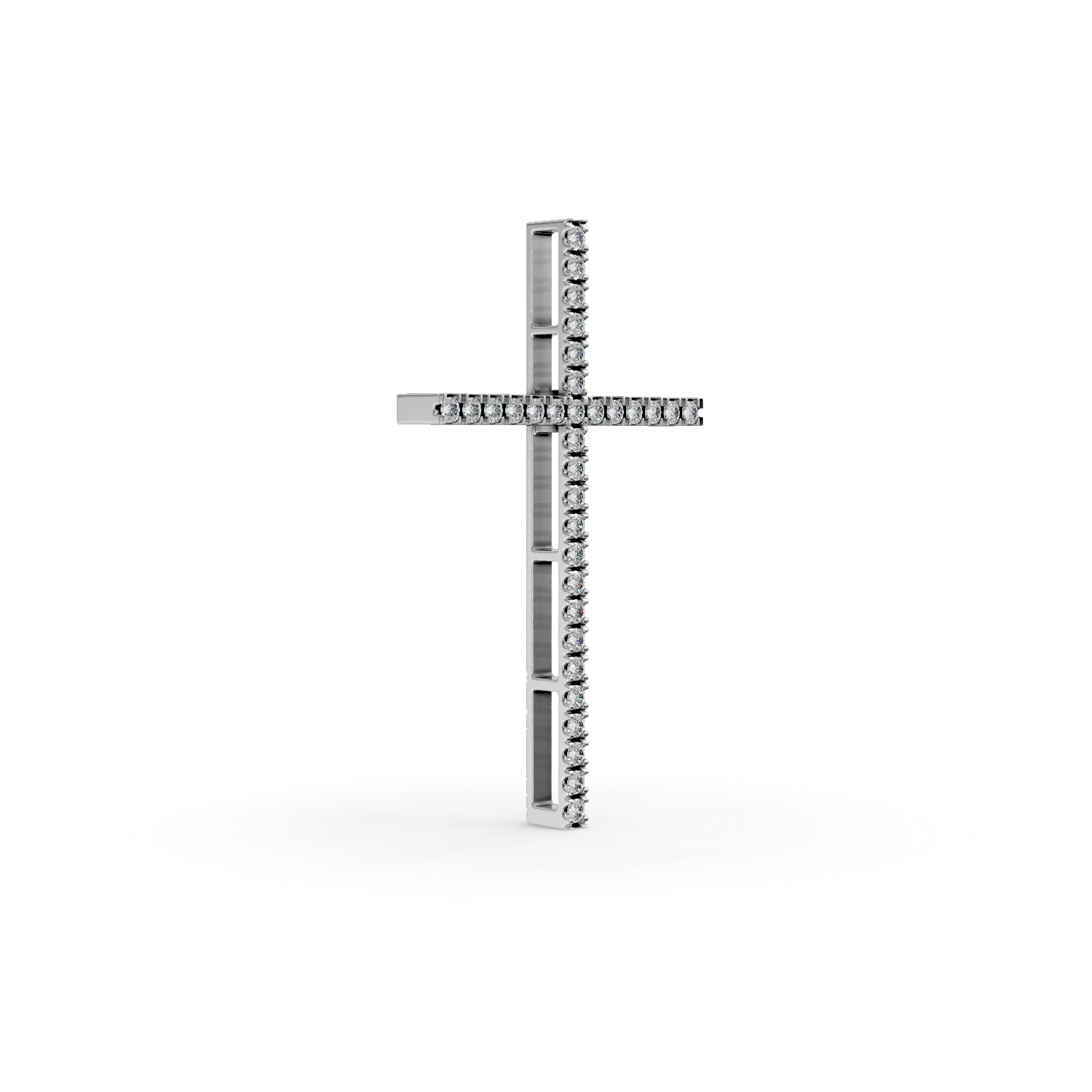 Pandantiv cruce din aur alb de 18K cu diamante de 0.253ct
