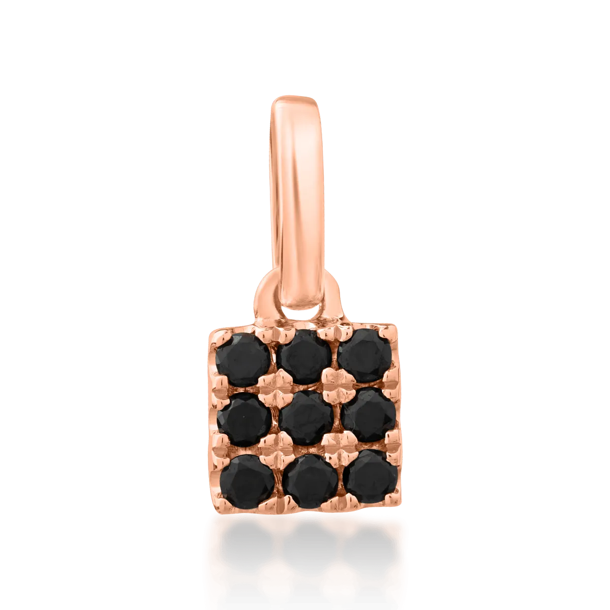 Pandantiv din aur roz de 14K cu diamante negre de 0.075ct