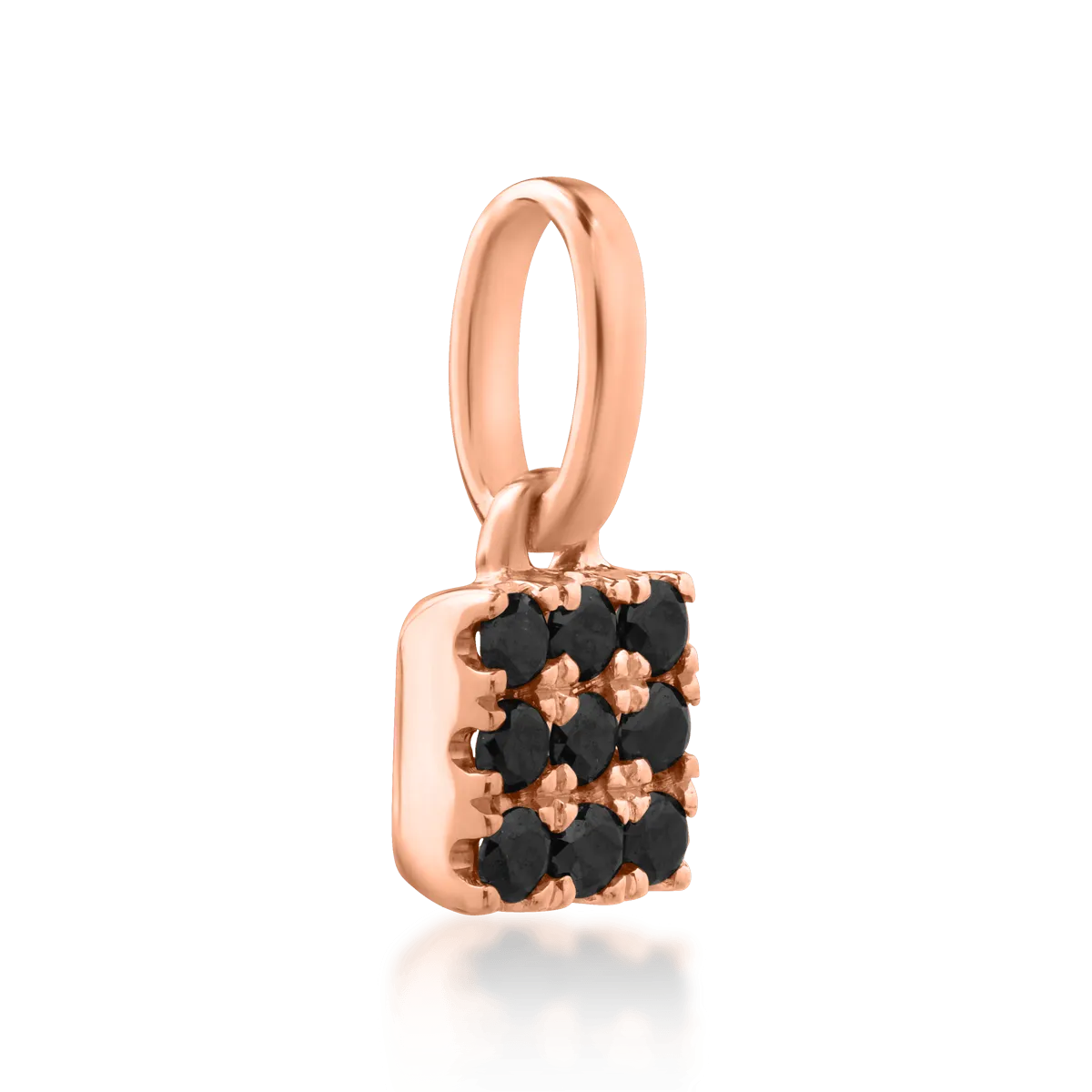 Pandantiv din aur roz de 14K cu diamante negre de 0.075ct