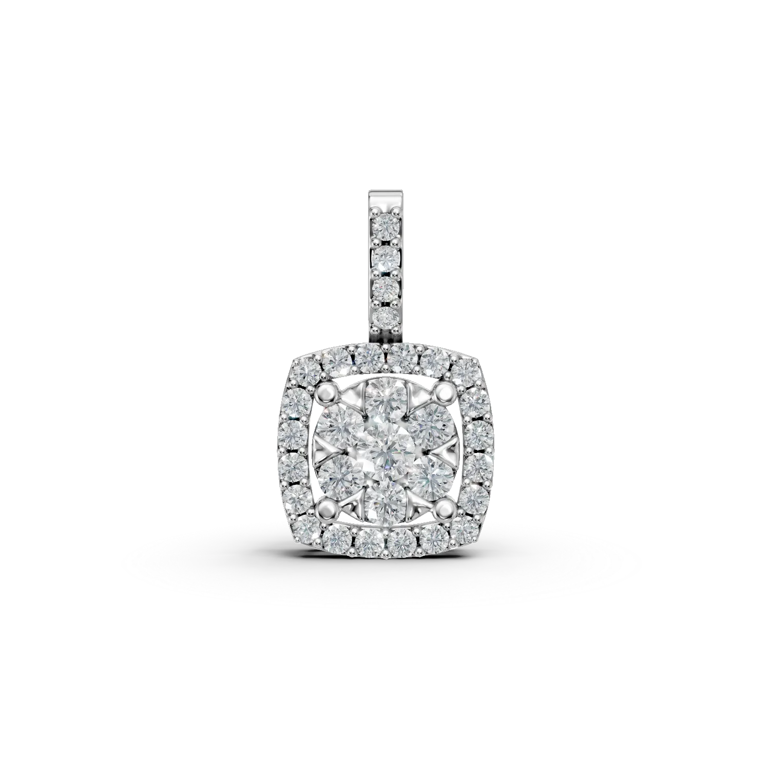 Pandantiv din aur alb de 14K cu diamante de 0.235ct