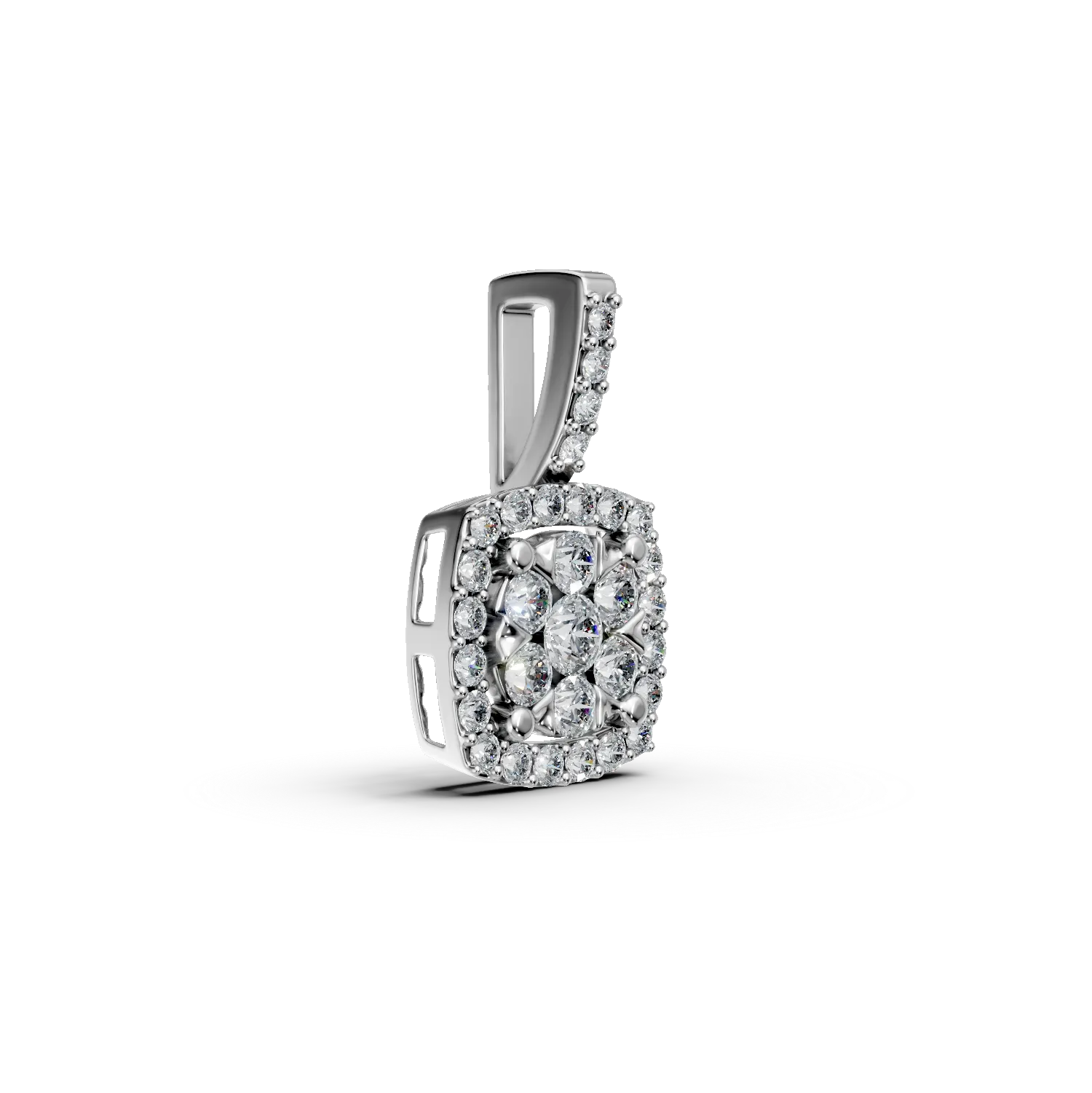 Pandantiv din aur alb de 14K cu diamante de 0.235ct