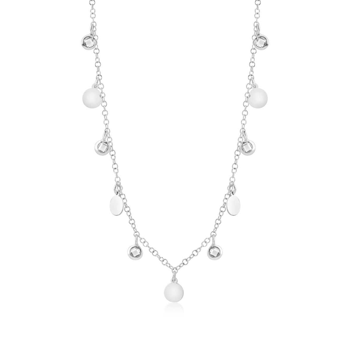 14K white gold coins necklace