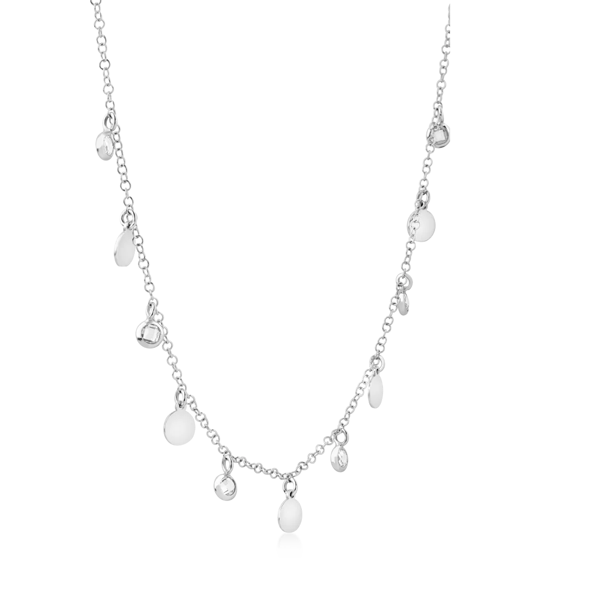 14K white gold coins necklace