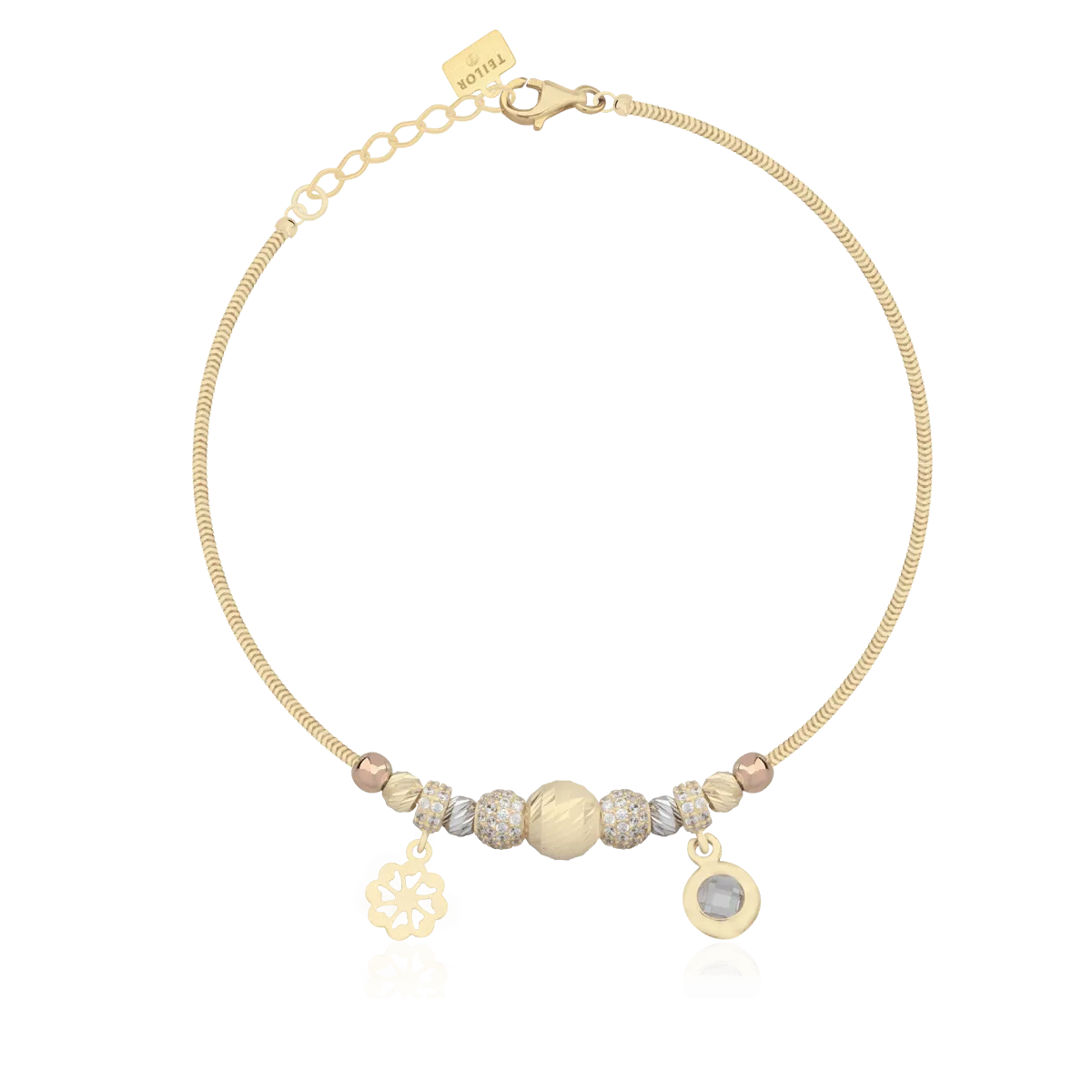 Гривна от розово-бяло-жълто злато 14К-562