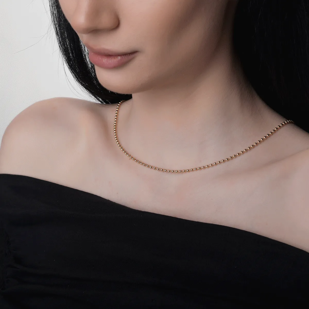 14 k sárga arany gyöngyök lánc