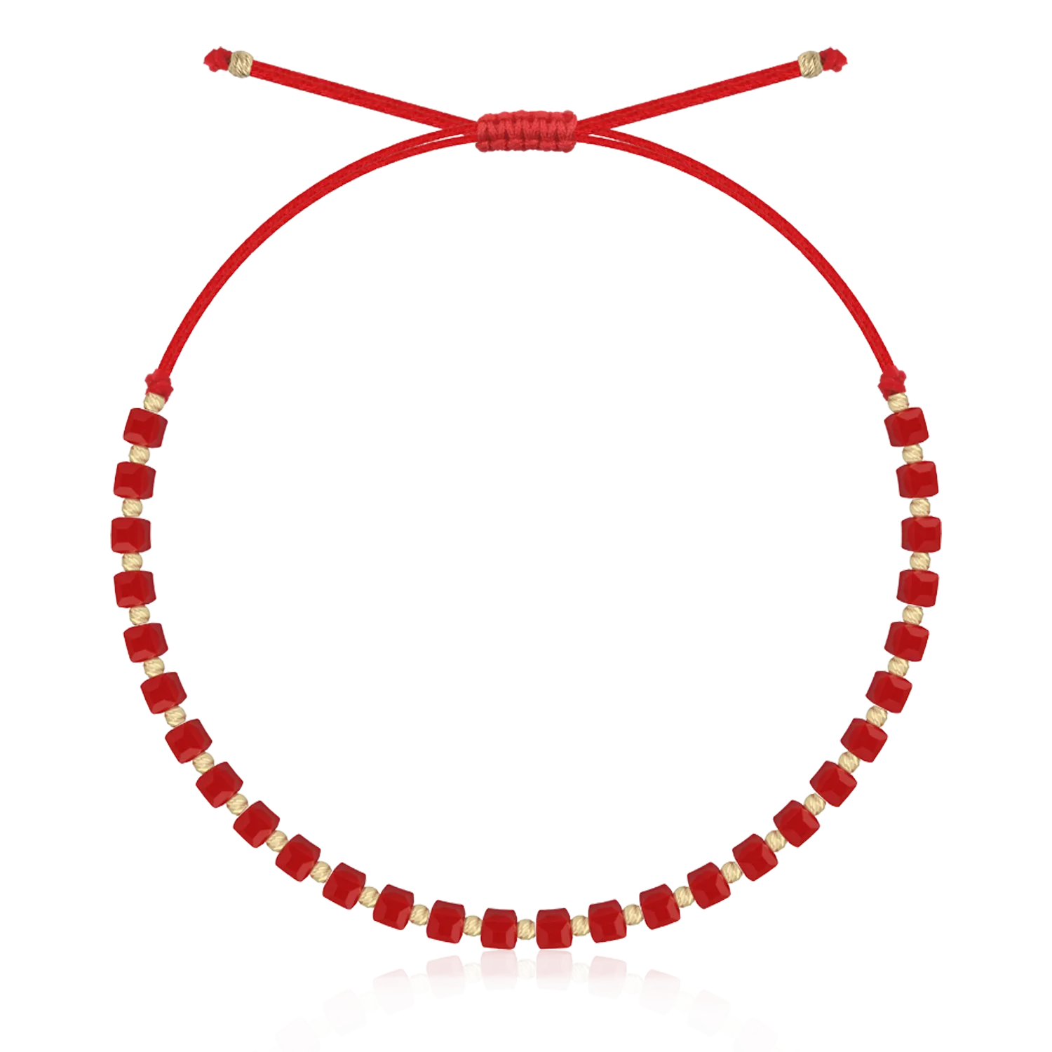 Red cord bracelet with 14K yellow gold-582