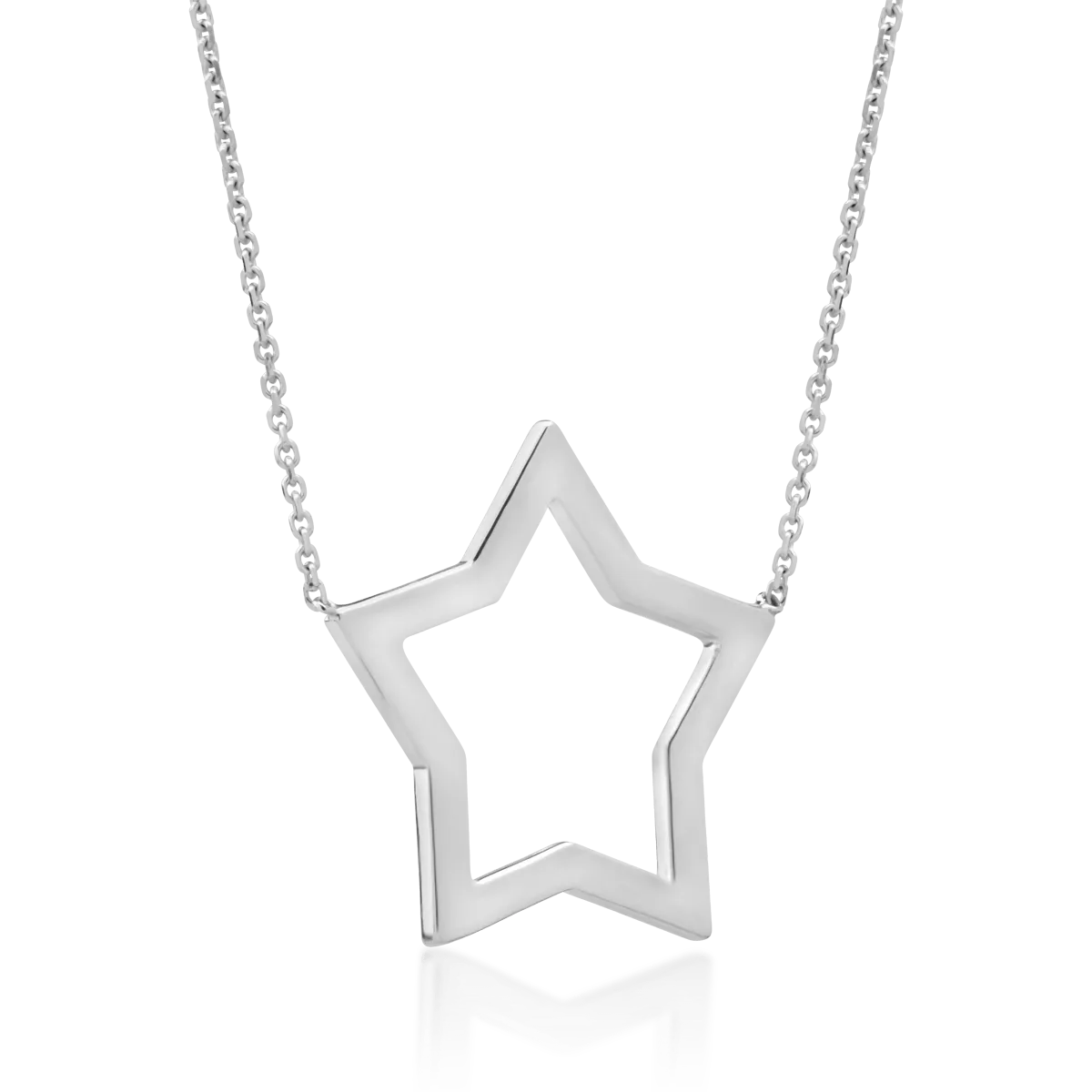 14K white gold star pendant necklace