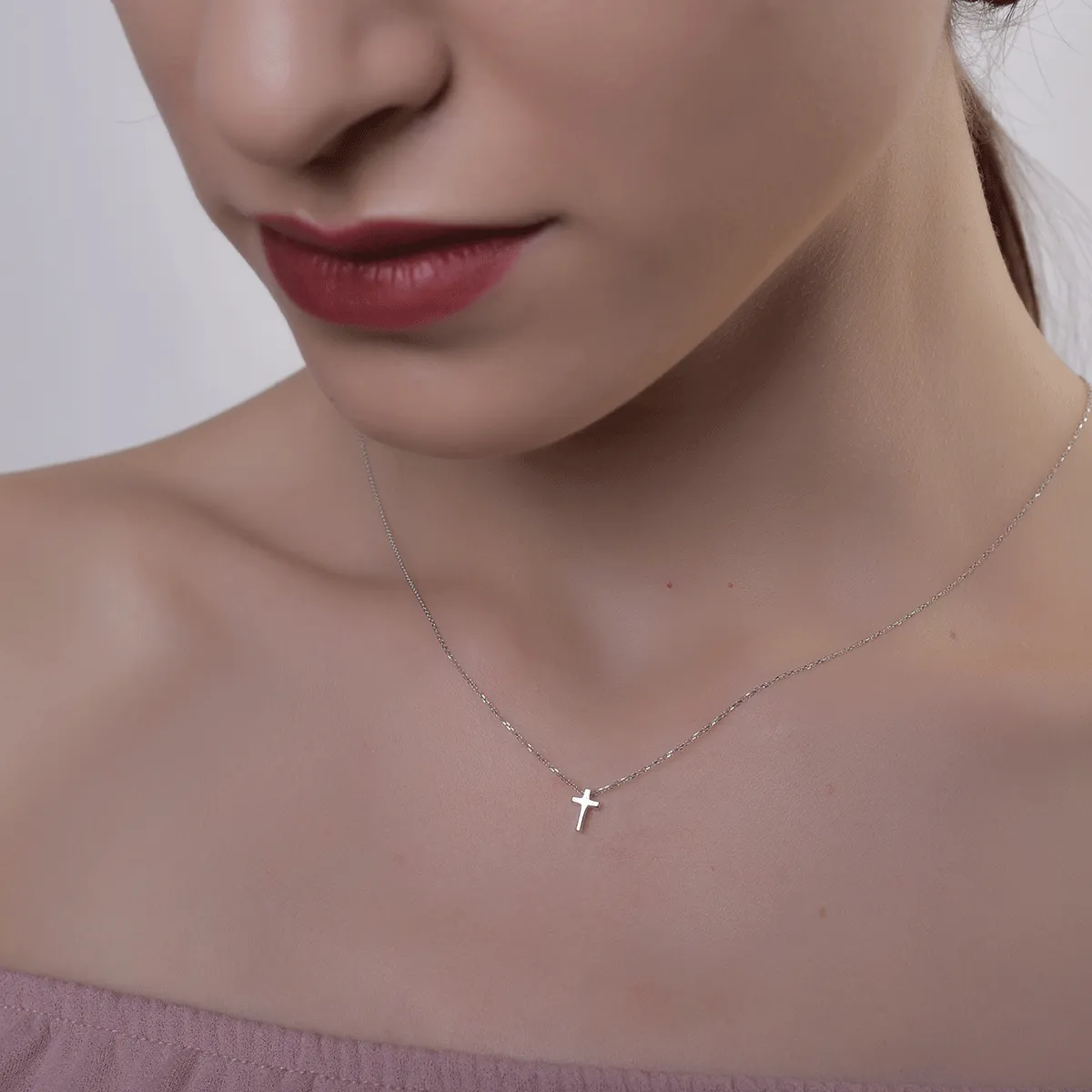 14K rose gold chain with cross pendant