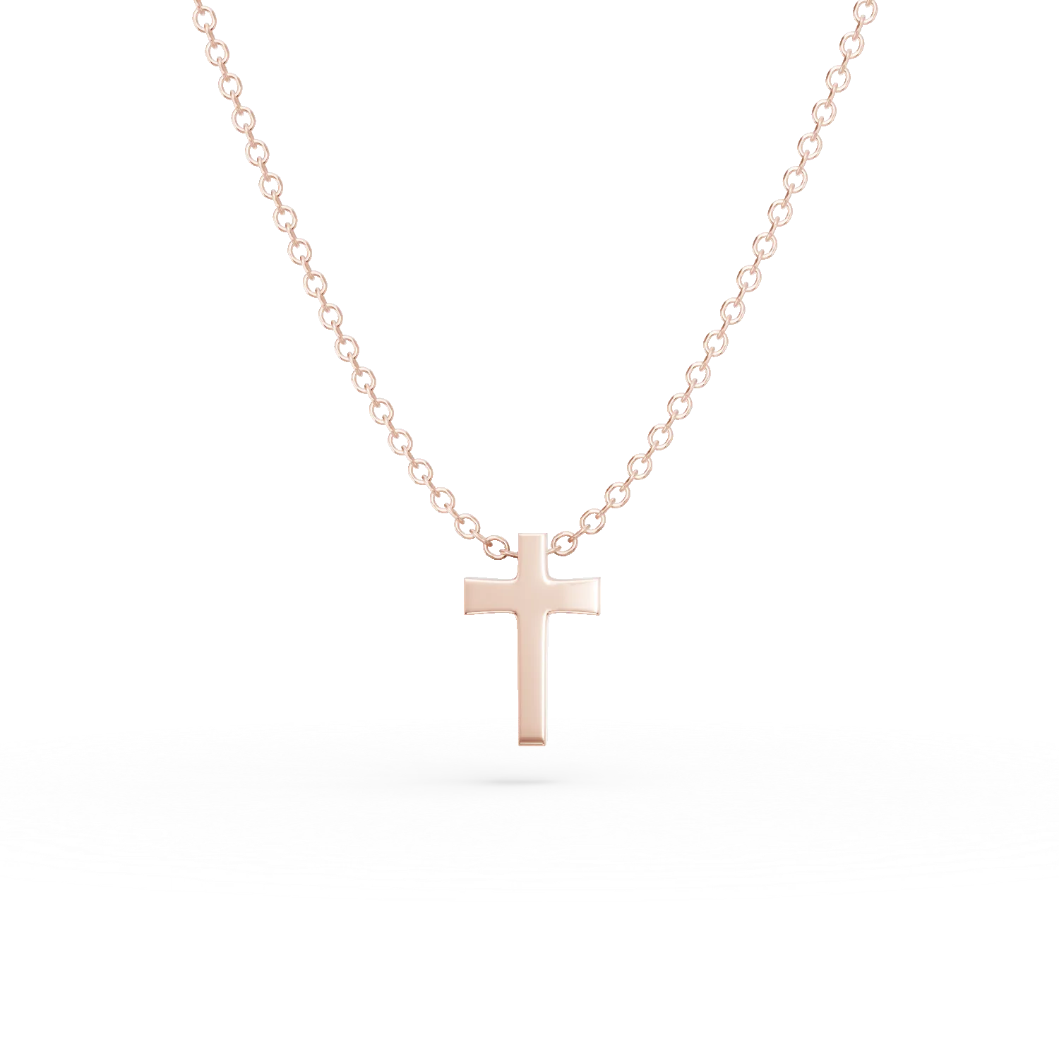 Lant cu pandantiv cruciulita din aur roz de 14K