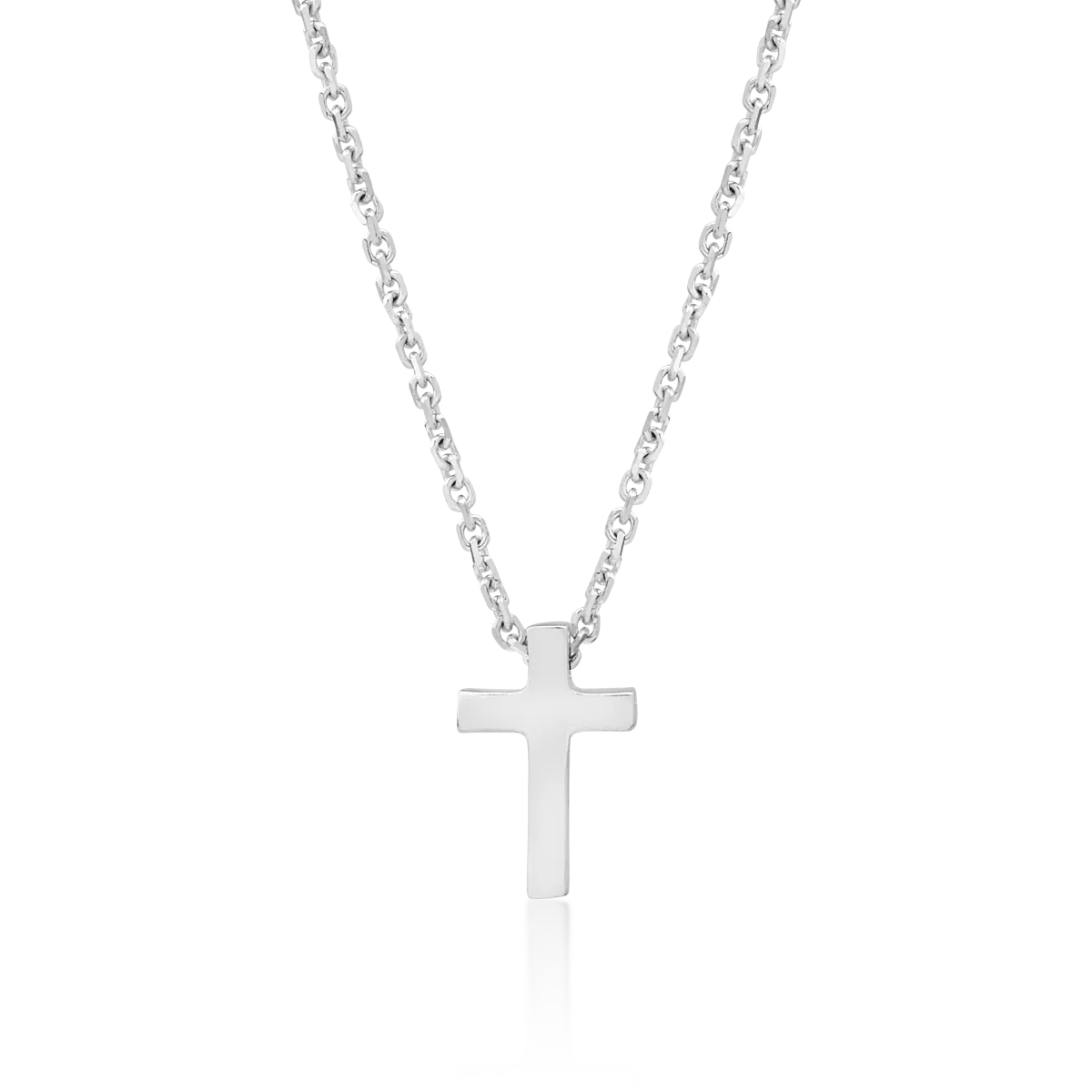 14K white gold cross necklace with pendant