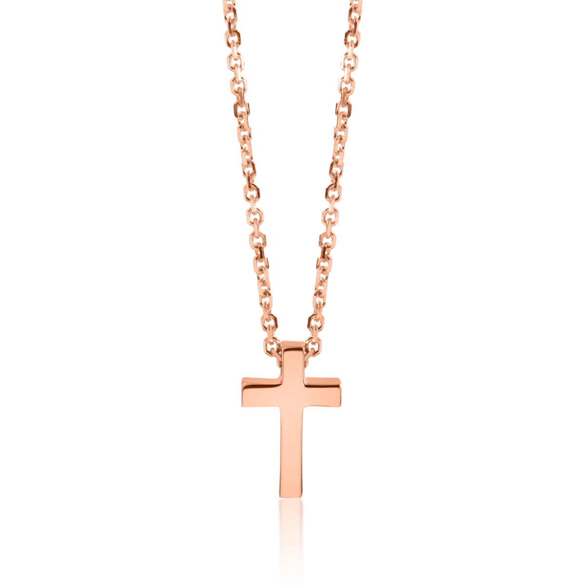 Łańcuszek z różowego złota 14K z wisiorkiem krzyżowym
