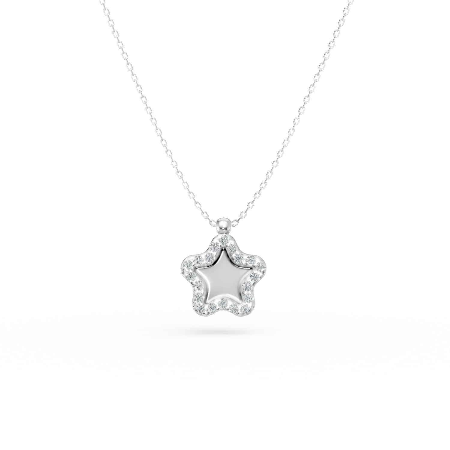 Lant cu pandantiv stea din aur alb