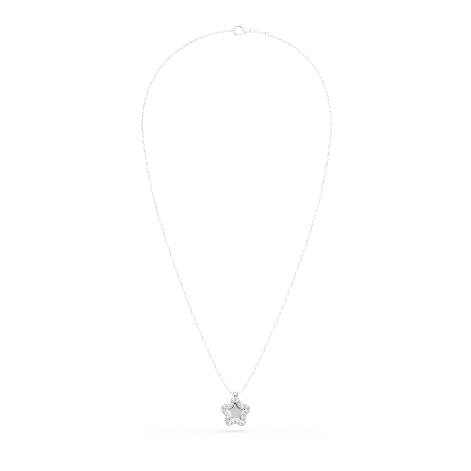 Lant cu pandantiv floare din aur alb