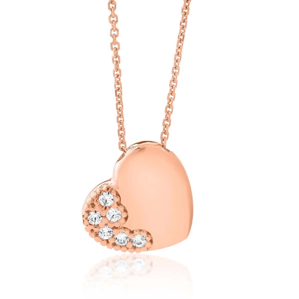 14K rose gold heart pendant necklace