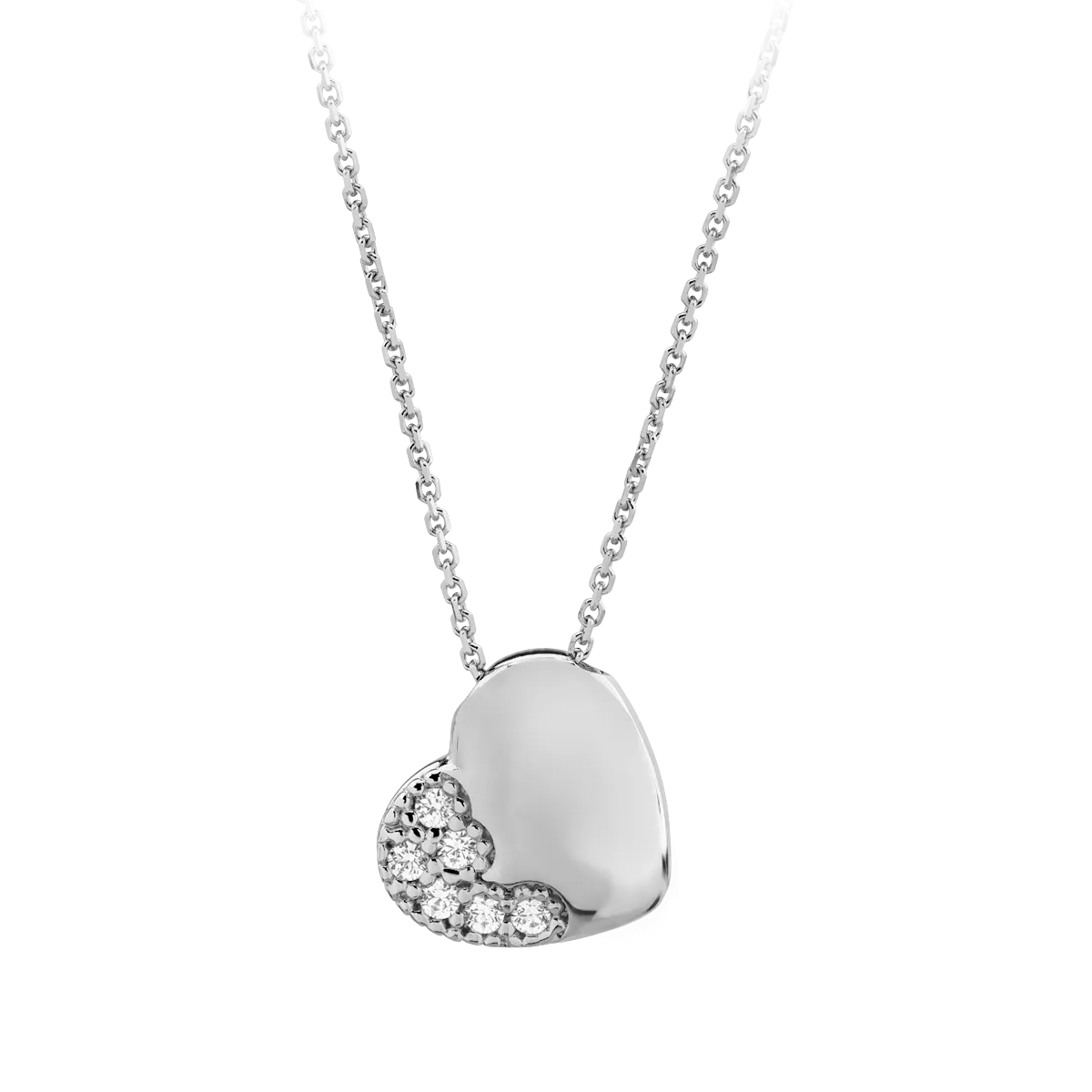 14K white gold heart pendant necklace