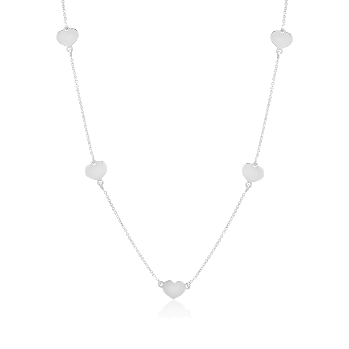 14K white gold hearts necklace