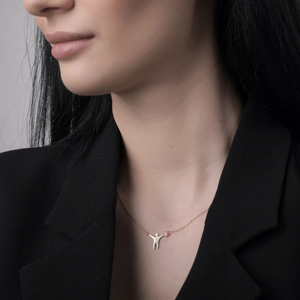 Lant cu pandantiv din aur galben de 14K