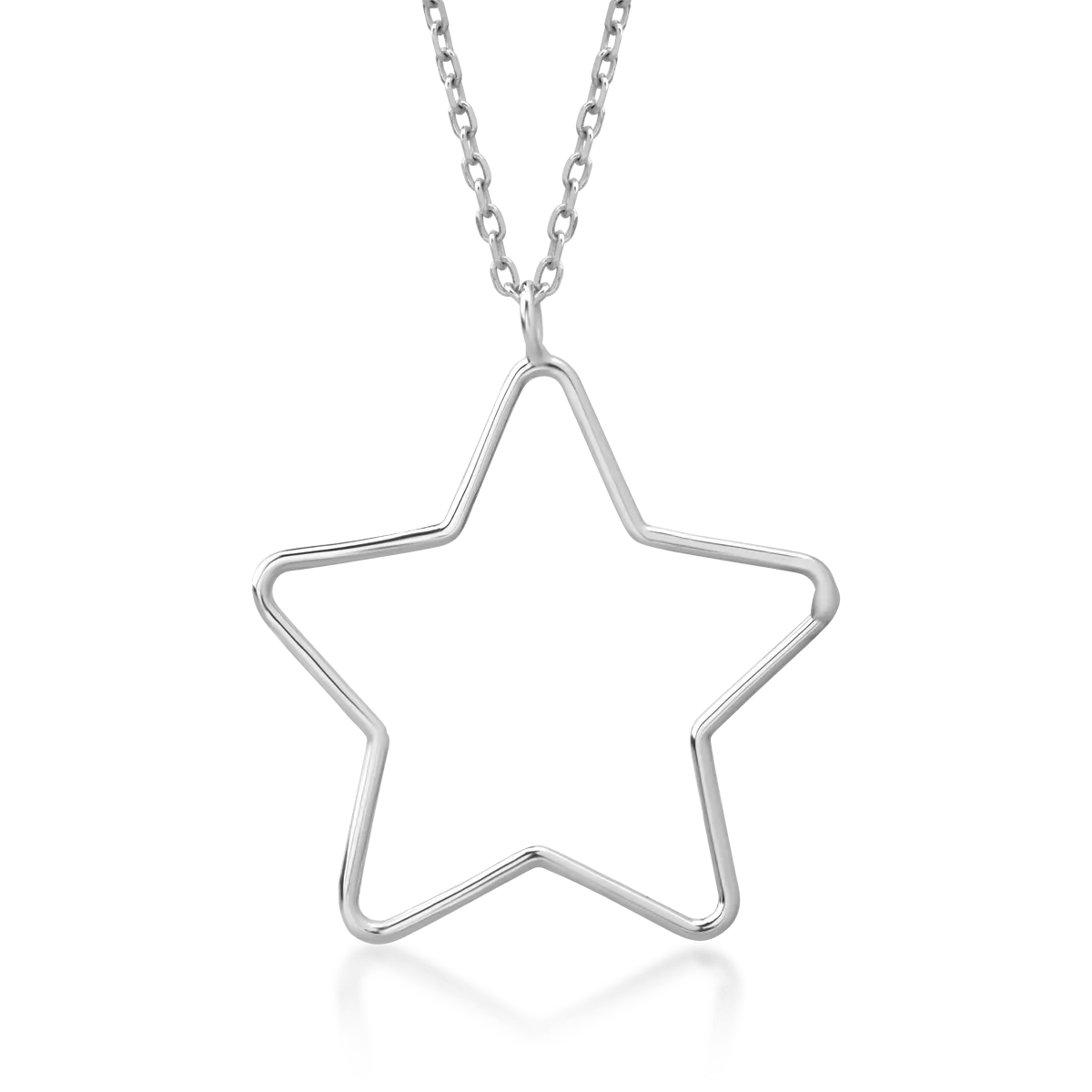 14K white gold star pendant necklace