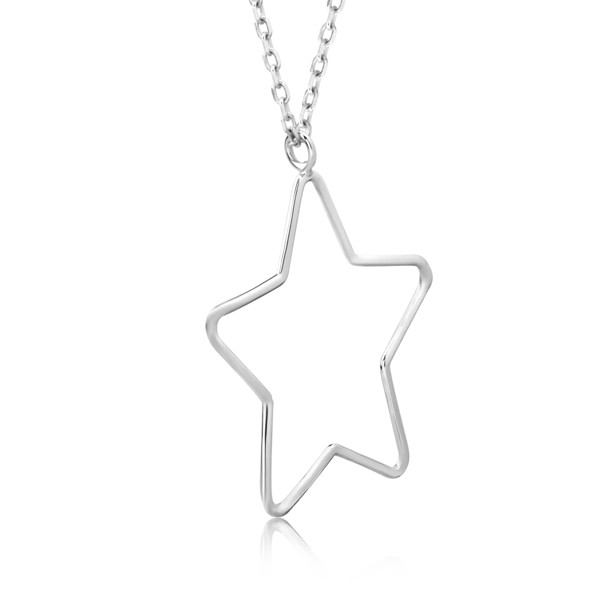 14K white gold star pendant necklace