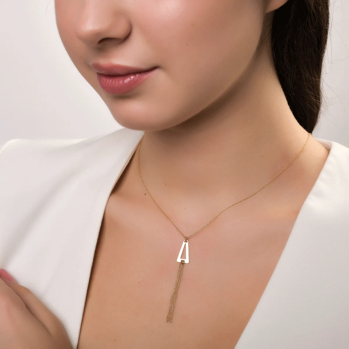 Lant cu pandantiv din aur galben de 14K