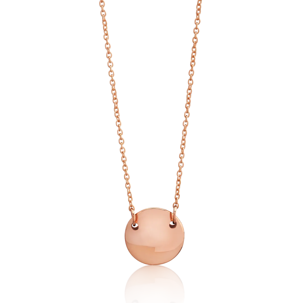 14K rose gold coin pendant chain