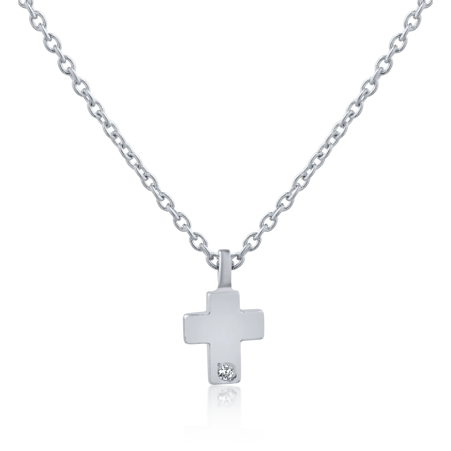 White gold cross pendant necklace with zirconia