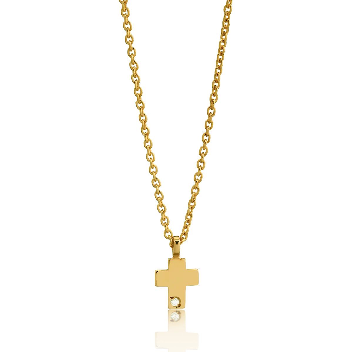 Yellow gold chain with cross pendant