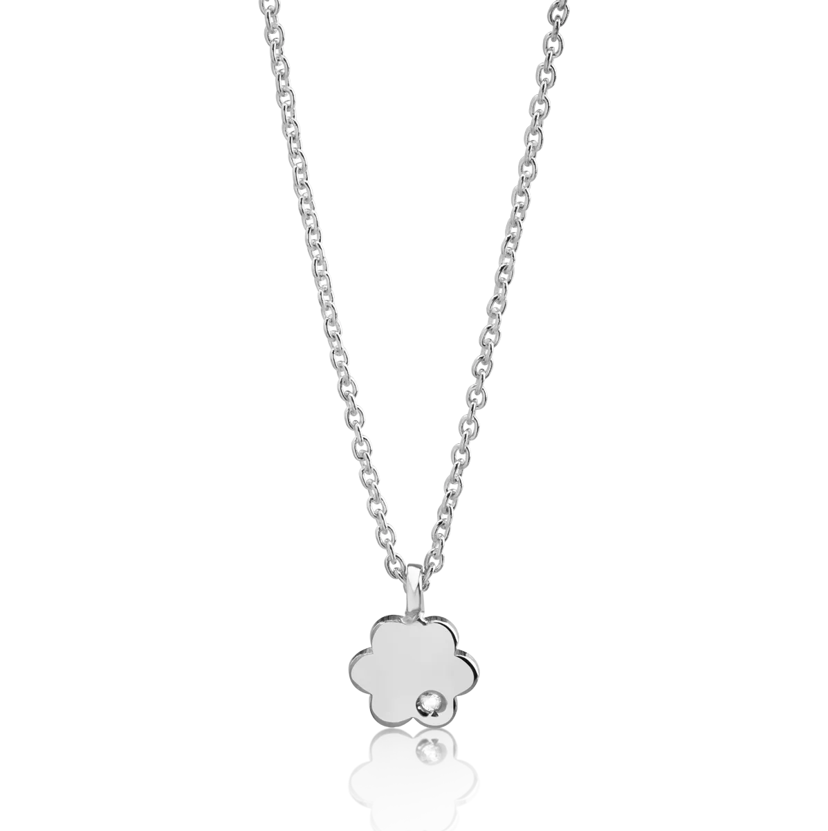 14K white gold flower pendant necklace