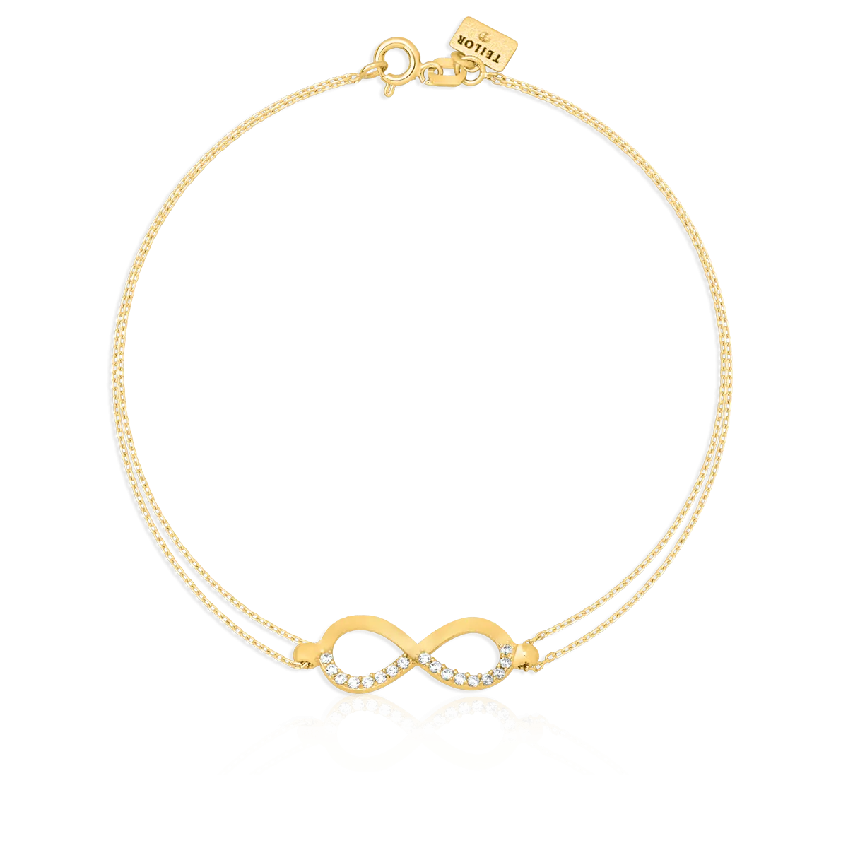 14K yellow gold infinity charm bracelet-109431