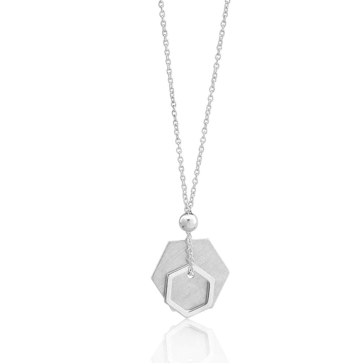 14K white gold geometric pendant necklace