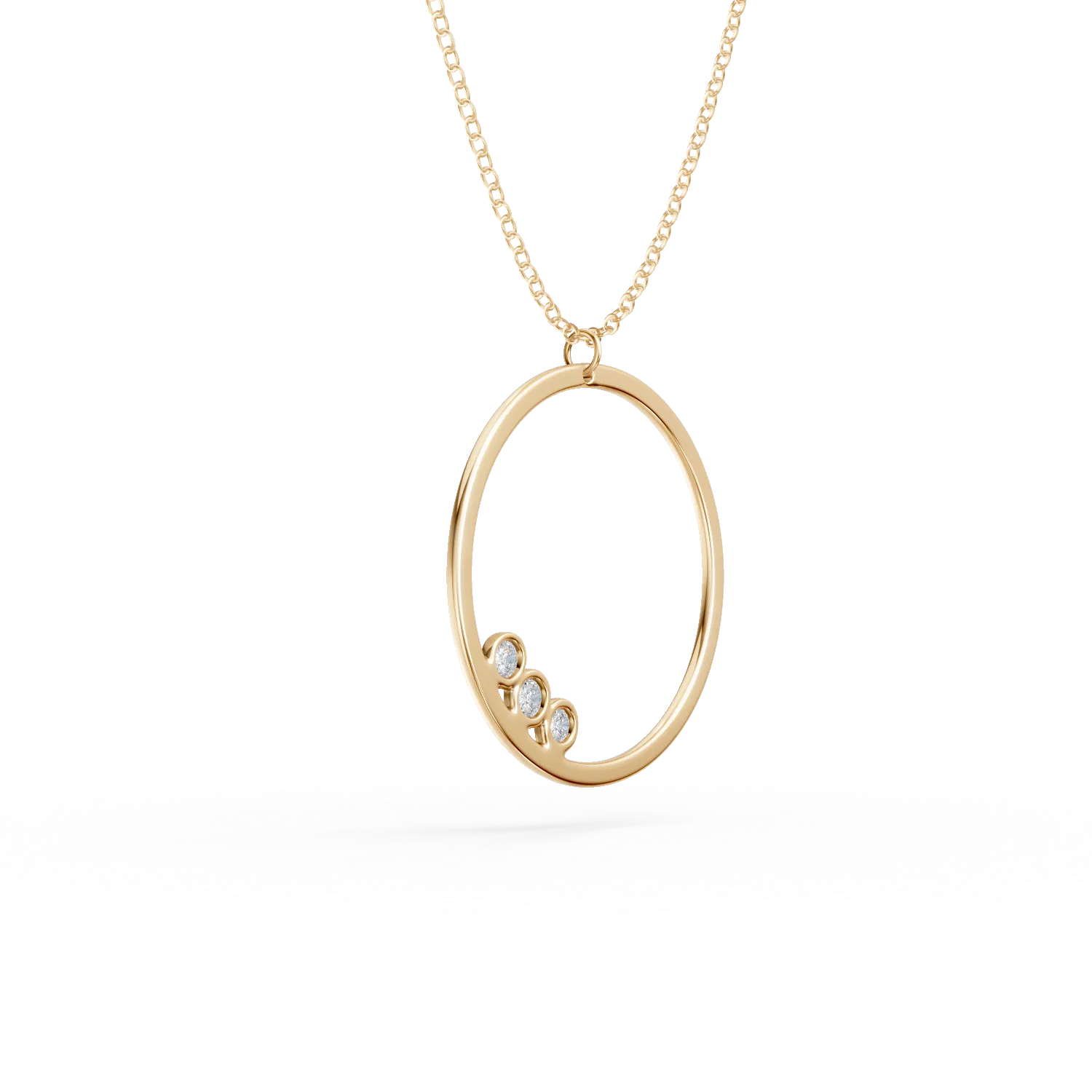 14K жълта златна верига с висулка