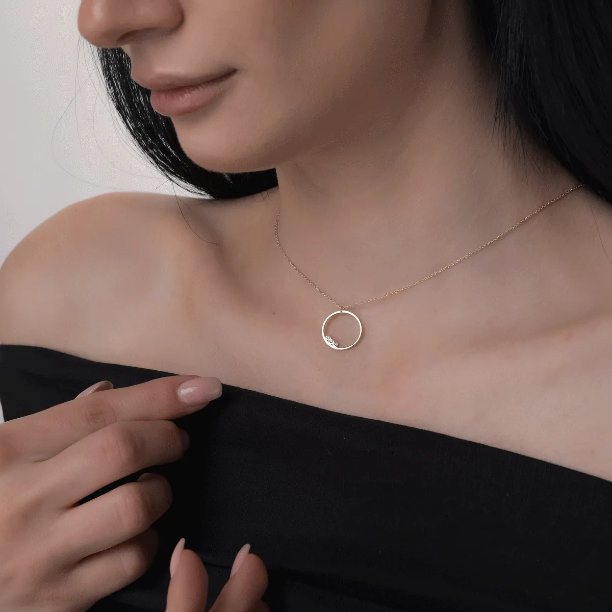14K жълта златна верига с висулка
