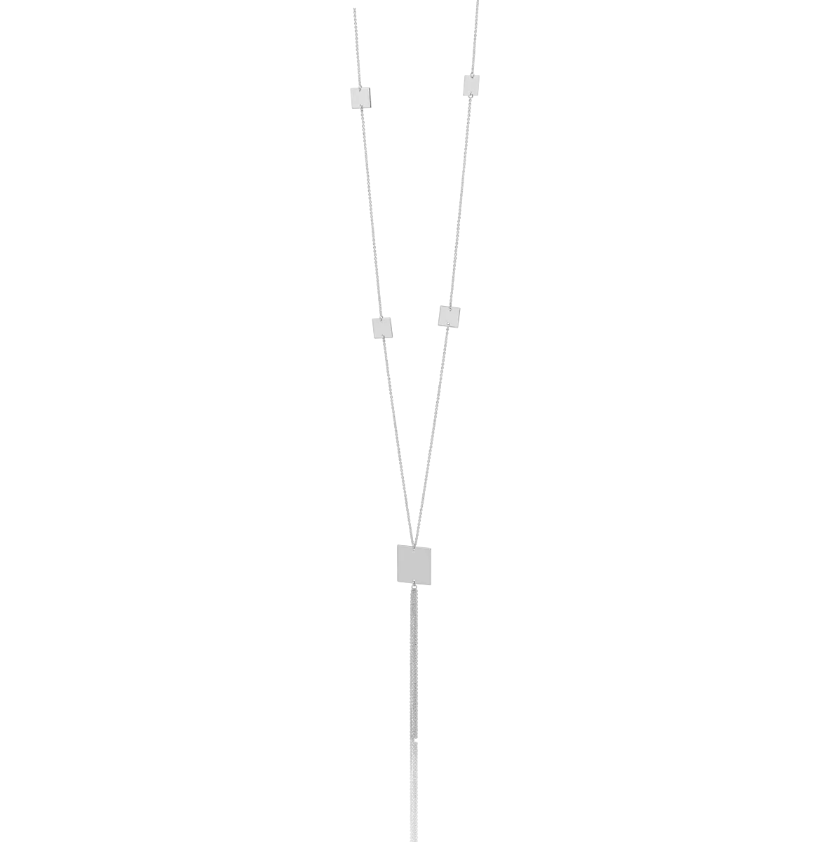 14K white gold chain with geometric pendants