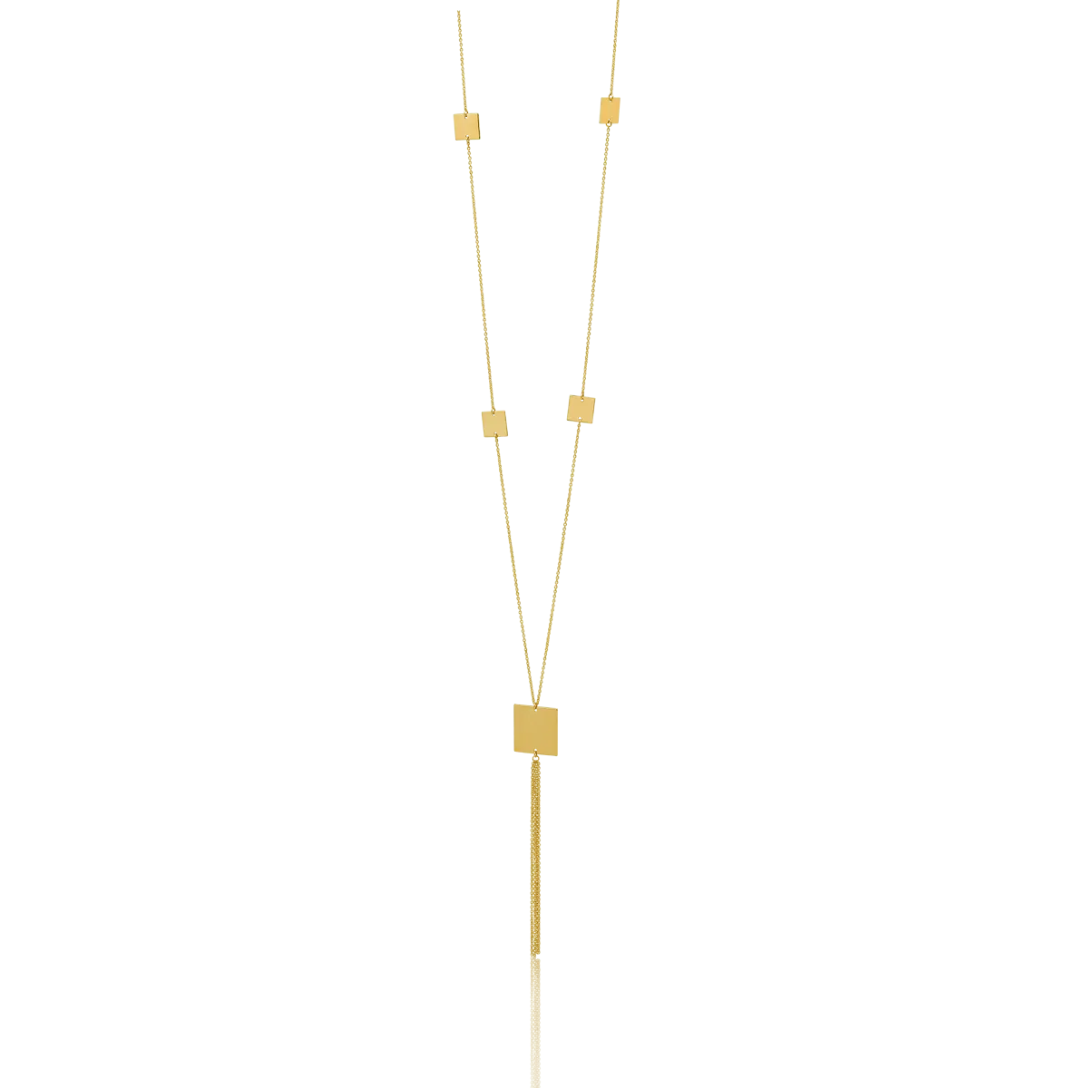 14K yellow gold chain with geometric pendants