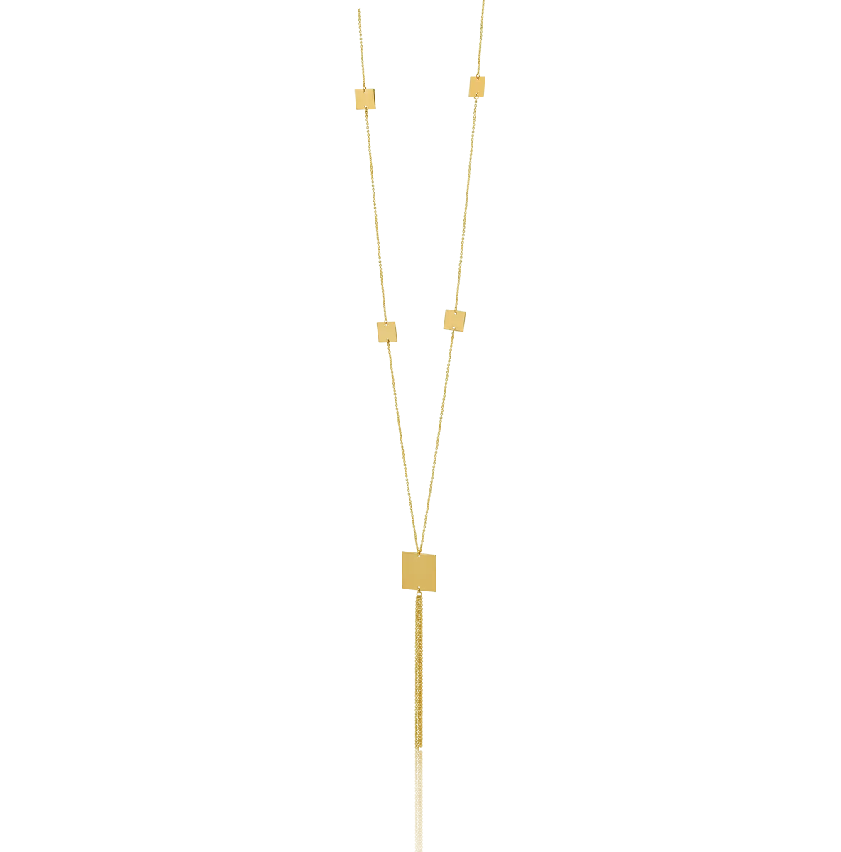 14K yellow gold chain with geometric pendants