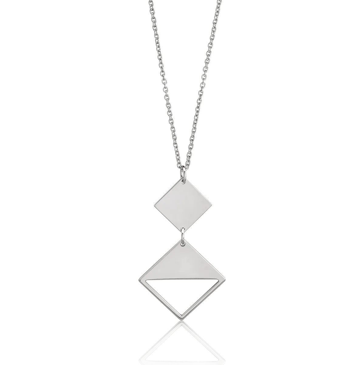 14K white gold geometrical pendants chain