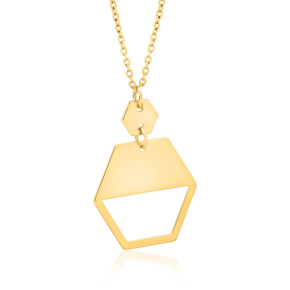 14K жълта златна верига с висулка