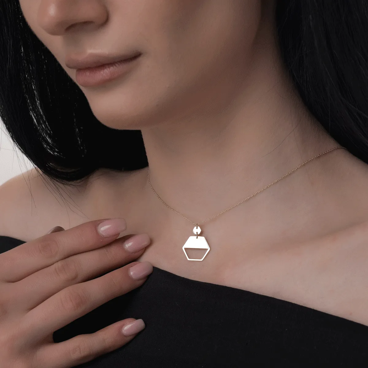 14K жълта златна верига с висулка