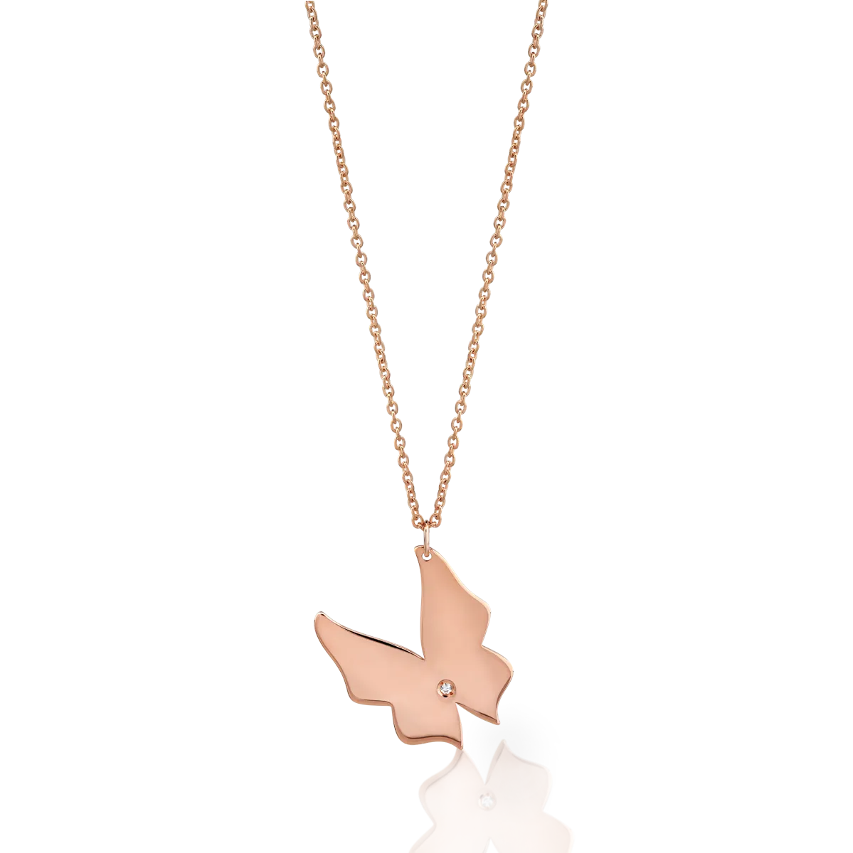 14K rose gold butterfly pendant chain