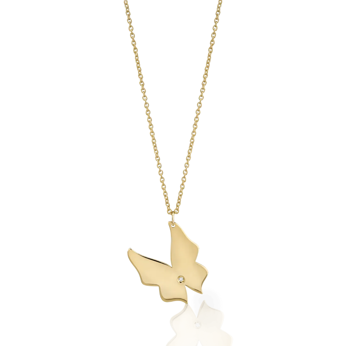 14K yellow gold butterfly pendant chain