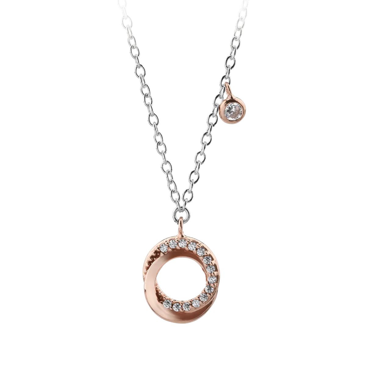 14K white-rose gold pendant necklace