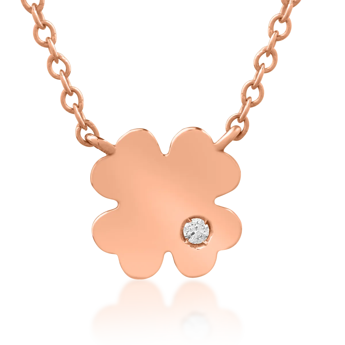 14K rose gold trefoil pendant necklace