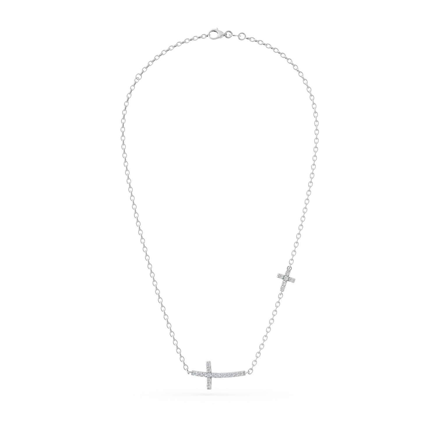 14K white gold cross necklace