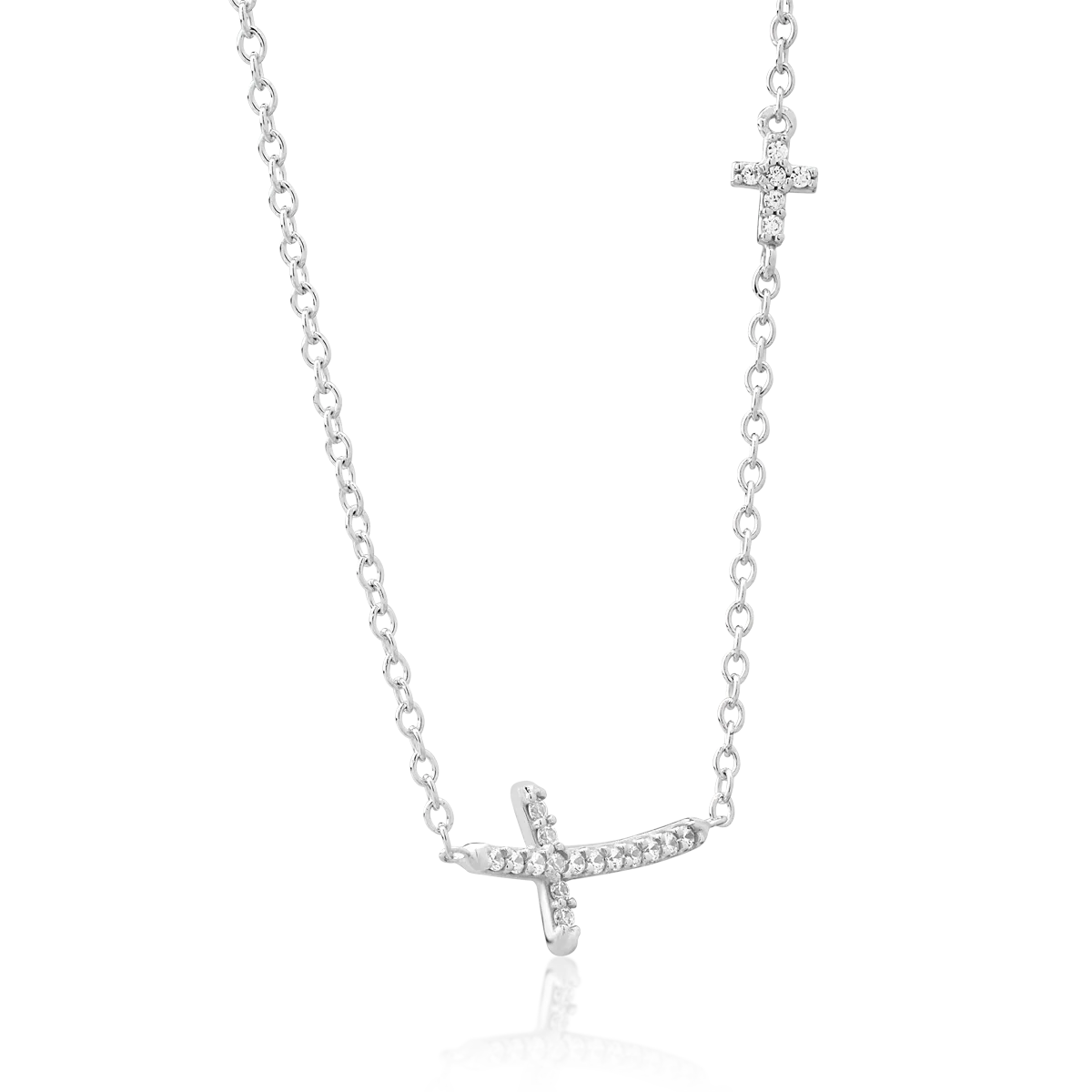 14K white gold cross necklace