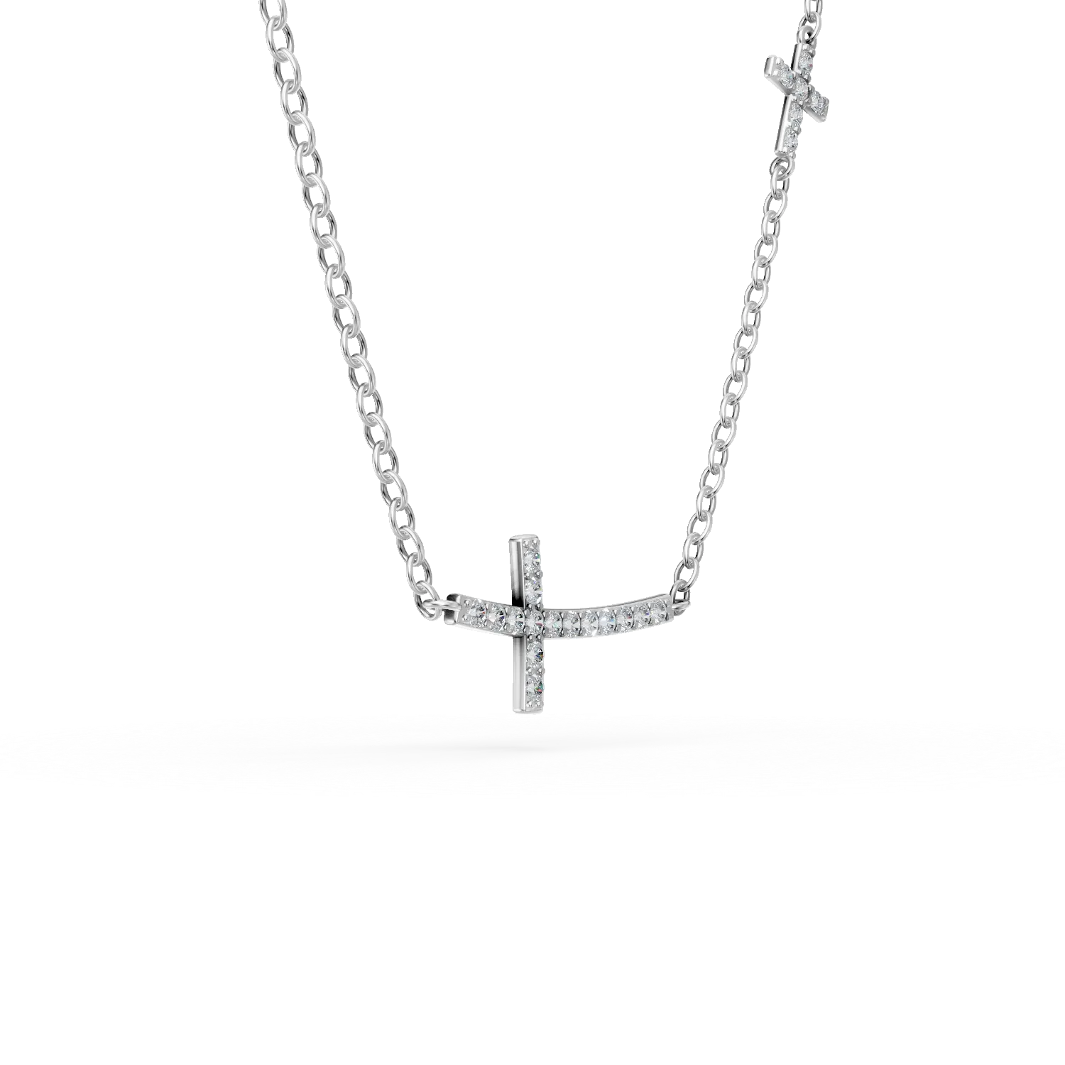 14K white gold cross necklace